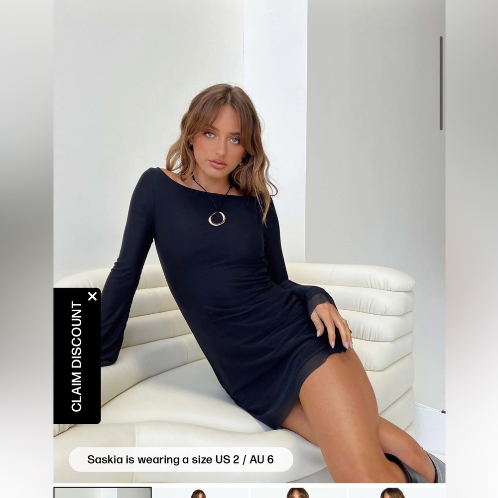 Princess Polly Lukea long sleeve Dress black